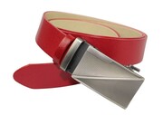 Wizytowy Pasek Skórzany 35 mm PAS-MAX (PL) Pełna Klamra AUTOMAT/SAMOZACISK Garnitur CZERWONY K62 ASZ35/KASZ79