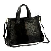 Torebka Skórzana LUKA CROCO Skóra Naturalna CZARNA 26-034 38 x 26 x 12 [cm]