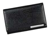 Portfel Damski Skórzany GREGORIO Duży Z Suwakiem Lakierowany RFID GF-112 CZARNY 15 x 10 x 4 [cm]
