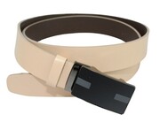 Wizytowy Pasek Skórzany 35 mm Polska Galanteria (PL) Pełna Klamra AUTOMAT/SAMOZACISK Garnitur KREMOWY ASZ35/KASZ77
