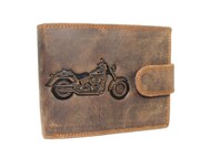 Portfel Męski PolskaGalanteria(PL) Skóra Licowa Duży Poziomy Z Zapinką Dwa Skrzydełka ''MOTYW MOTOR'' 895