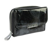 Portfel Skórzany Jennifer Jones Bułeczka Skóra Naturalna Lakierowana Z Suwakiem 5263-14 CZARNY 9,5 x 7 x 3 [cm]