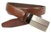 Wizytowy Pasek Skórzany 30 mm PolskaGalanteria (PL) Pełna Klamra AUTOMAT/ZĄBEK Garnitur BRĄZOWY AZ30/KAZ87