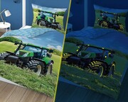 Pościel bawełniana świecąca w ciemności 140x200 Traktor Ciągnik