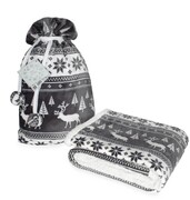 koc świąteczny 127x152 Saco sherpa w worku grafit na prezent