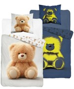 Pościel bawełniana świecąca w ciemności 160x200 Fluo Miś