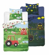 Pościel bawełniana świecąca w ciemności 160x200 farma