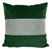 Poszewka ozdobna 40x40 Velvet butelkowa zieleń z cyrkoniami