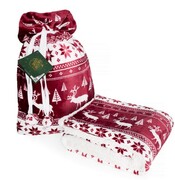 koc świąteczny 127x152 Saco sherpa w worku burgund na prezent