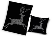 Zestaw koc + poduszka set świąteczny z reniferem