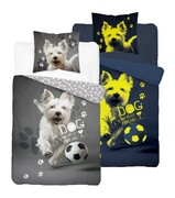 Pościel bawełniana świecąca w ciemności 160x200 pies