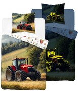 Pościel bawełniana świecąca w ciemności 140x200 Fluo traktor