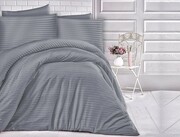 Ekskluzywna pościel 220x200 satyna bawełniana Cizgili Antracyt / szary