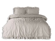 Luksusowa Pościel bawełniana 200x220(P) STONEWASHED z falbanką cream