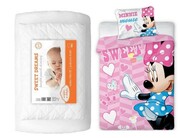 Komplet do łóżeczka kołdra pościel podusia 100x135 Myszka Minnie róż