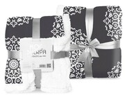 koc świąteczny 150x200 SHERPA śnieżynki na ciemnej szarości