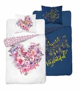 Pościel bawełniana świecąca w ciemności 160x200 serce