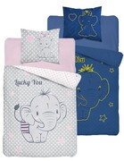 Pościel bawełniana świecąca w ciemności 160x200 Fluo Słonik