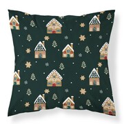Poszewka 40x40 świateczny wzór domki z piernika