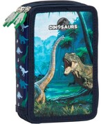 Piórnik potrójny z wyposażeniem BackUp Dinozaury