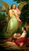 Obrazek Anioł Stróż i śpiące dzieci. Modlitwa: Aniele Boży, Stróżu mój... - ! - 66970