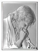Obraz srebrny 13x18 cm. Pan Jezus modlący prostokąt - 14364