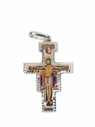 Krzyżyk srebrny Św.Franciszka KOLOROWY 2,4g (2,5x1,5cm) B8-2,60 - 58485