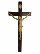 Rzeźba krzyż CAŁY Z DREWNA 90x40cm - 35747