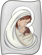Obraz srebrny 13,5x18 cm Matka Boża z Dzieciątkiem (kolorowy) - 65271