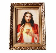 Obraz 10x15cm Serce Pana Jezusa rama ornamentowa - 37760