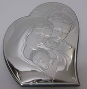 Obraz srebrny 19x15cm Święta Rodzina w sercu - 41942