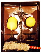 Zestaw kolędowy papieski mosiądz oksydowany 16cm - 30832
