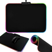 PODŚWIETLANA PODKŁADKA LED GAMINGOWA POD MYSZ RGB ANTYPOŚLIZGOWA 7 TRYBÓW