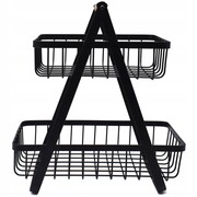 Kosz na owoce warzywa dwupoziomowy ozdobny metalowy pojemnik patera loft