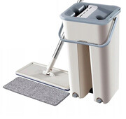 Płaski mop dwukomorowe wiadro wyciskacz + 2 wkłady