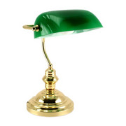Lampa bankierska 60W E27 złota połysk klosz zielony Ansmann
