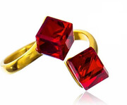 Kryształy Pierścionek Czerwony Otwarty Złote Srebro 700769