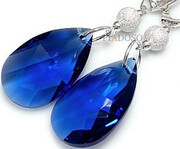 Kryształy Piękne Srebrne Kolczyki Sapphire Diamond 1558575121