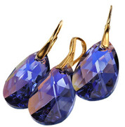 Kryształy Kolczyki Wisiorek Tanzanite Aurora Złote Srebro 703085