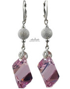 Kryształy Piękne Długie Srebrne Kolczyki Amethyst 4260659068