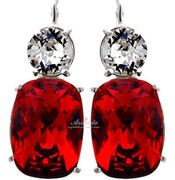 Kryształy Piękne Kolczyki Czerwone Crystal Srebro 4316609760