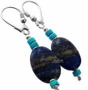 Lapis Lazuli Turkus Piękne Kolczyki Srebro 4091295494