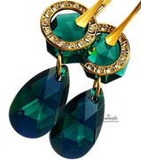 Nowe Kryształy Piękne Kolczyki Emerald Gold 4198431143