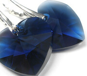 Kryształy Kolczyki Serca Dark Indigo Certyfikat 1096903660