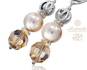 Nowe Kryształy Piękne Kolczyki Crystal Nude Srebro 700676