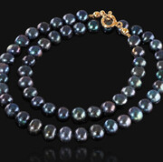 Prawdziwe Perły Pawie Naszyjnik Certyfikat Złote Srebro 703345