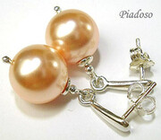 Perły Kryształy Kolczyki Srebro Peach 1089553038