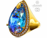 Kryształy Special Pierścionek Aqua Encante Złote Srebro 700768