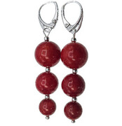 Naturalny Koral Piękne Długie Kolczyki Srebro Certyfikat 703222