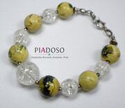 Turkus Żółty+Kamień Lodowy Bransoletka Srebro 1088082789